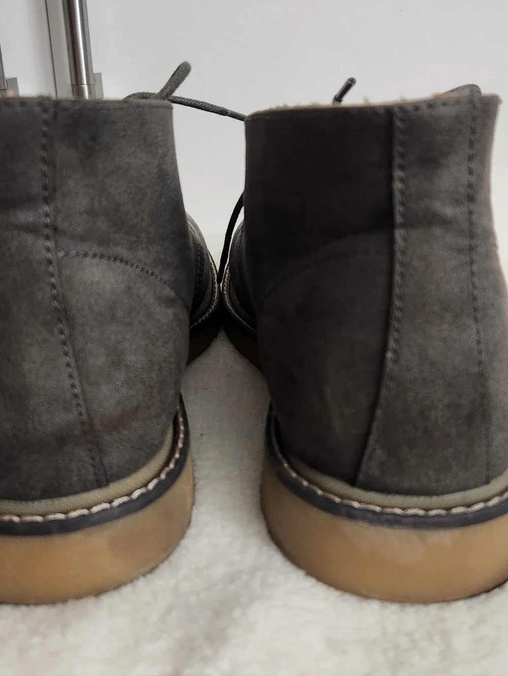 Nine West Men's Charcoal Suede Chukka Boots with Tan Sole